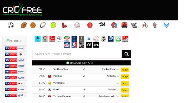 Cricfree TV App screenshot