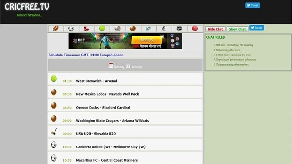 Cricfree TV App screenshot