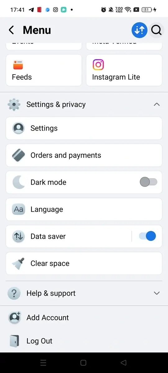 Facebook Lite screenshot